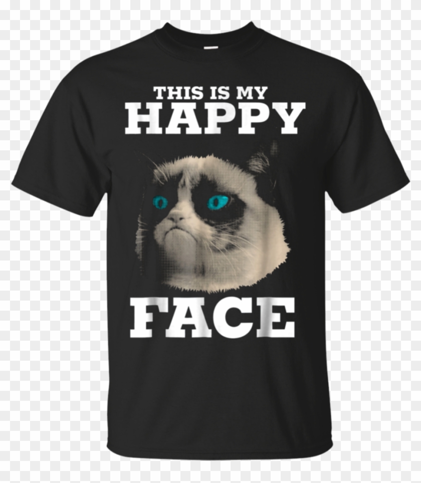 Grumpy Cat This Is My Happy Face Halftone Portrait - Seagulls Stop It Now Shirt Clipart #3555176