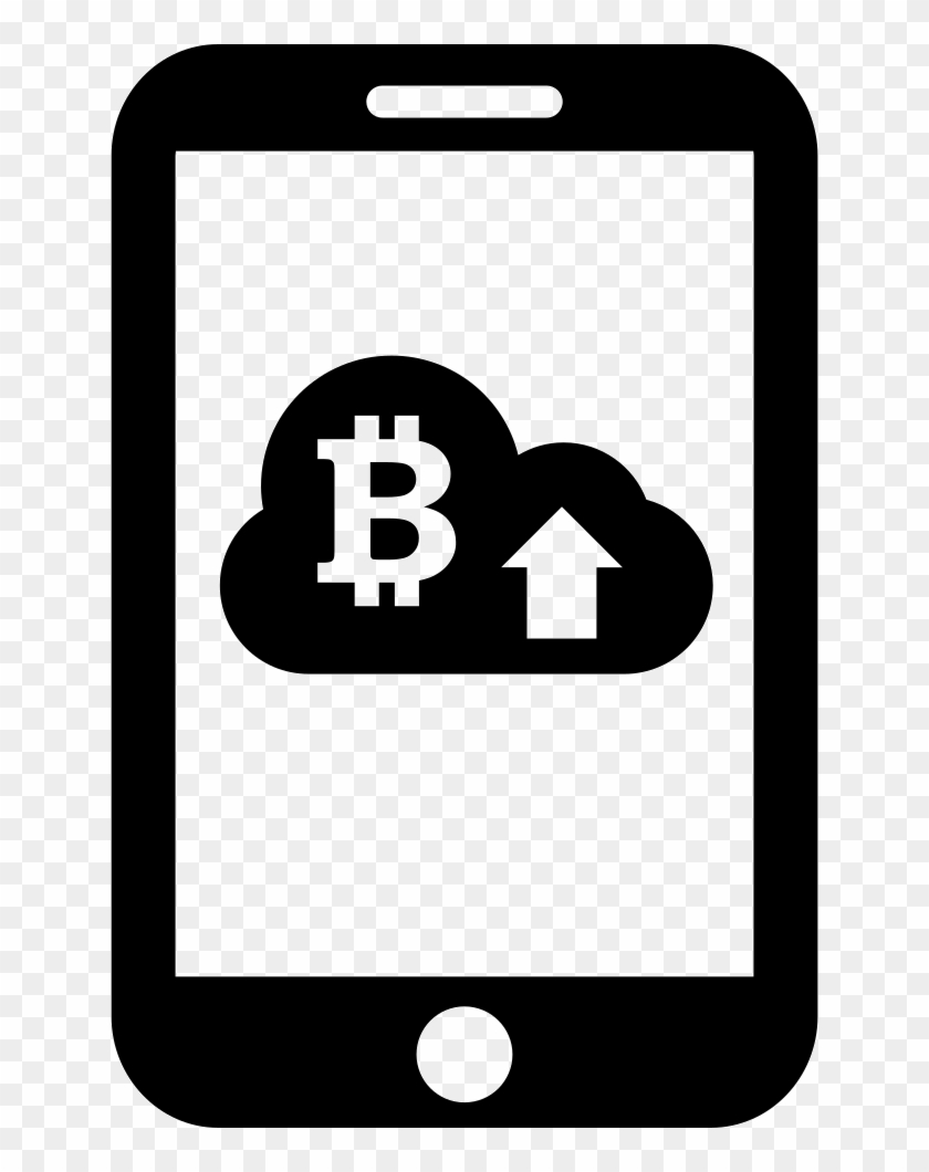 Bitcoin On Cloud With Up Arrow On Mobile Phone Screen - Bitcoin Clipart