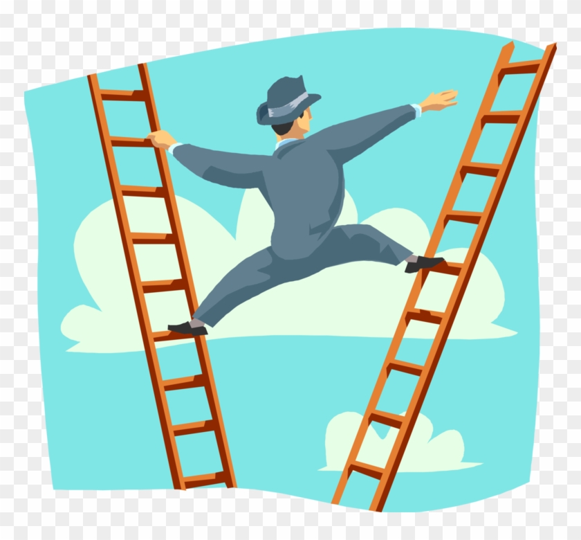 Challenges Of Corporate Ladder Image Illustration Presents - Climbing A Ladder Clipart Png Transparent Png #3555872