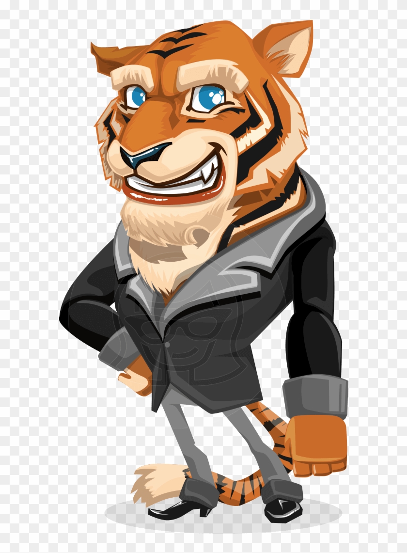 Tiger Businessman Vector Cartoon Character Aka Vice - Animal Cartoon Characters Design Clipart #3556424