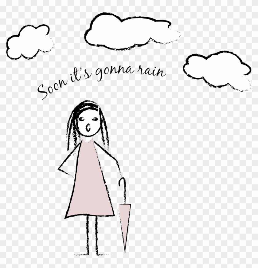 Rain Clouds Umbrella - Cartoon Clipart #3557216