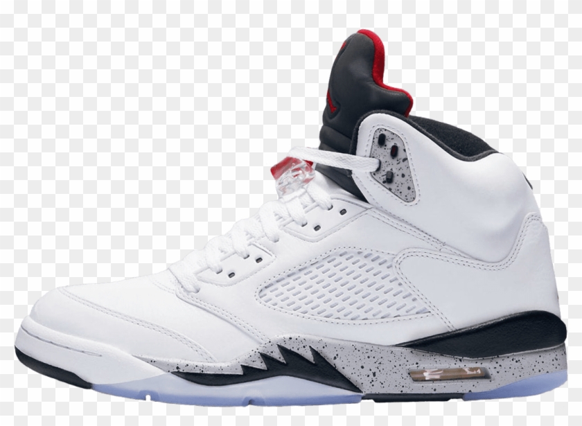 Nike Air Jordan 5 Retro Gs White / University Red / - Jordan Retro 5 White Cement Clipart #3557930