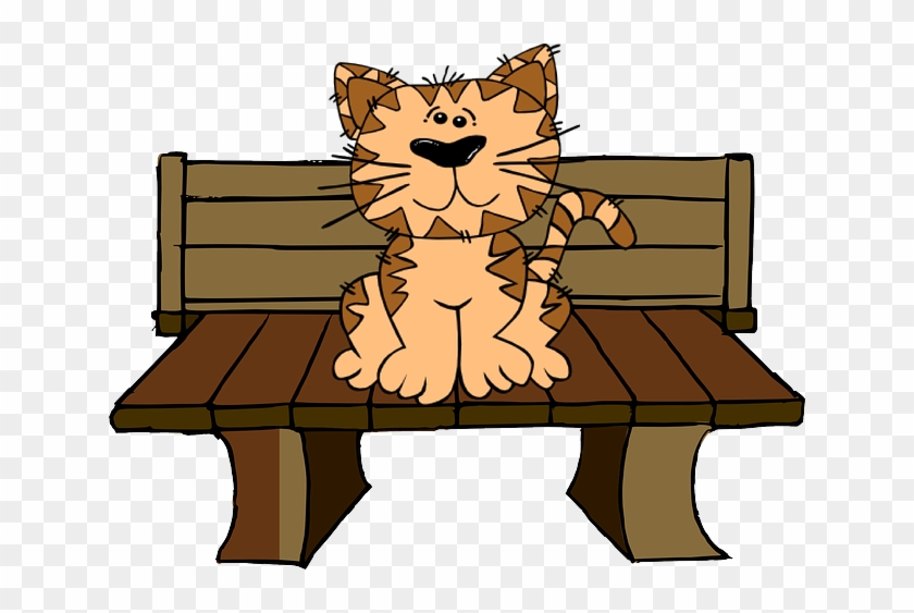 Cat, Bench, Sit, Cute - Cat Flap In Bifold Doors Clipart #3558823