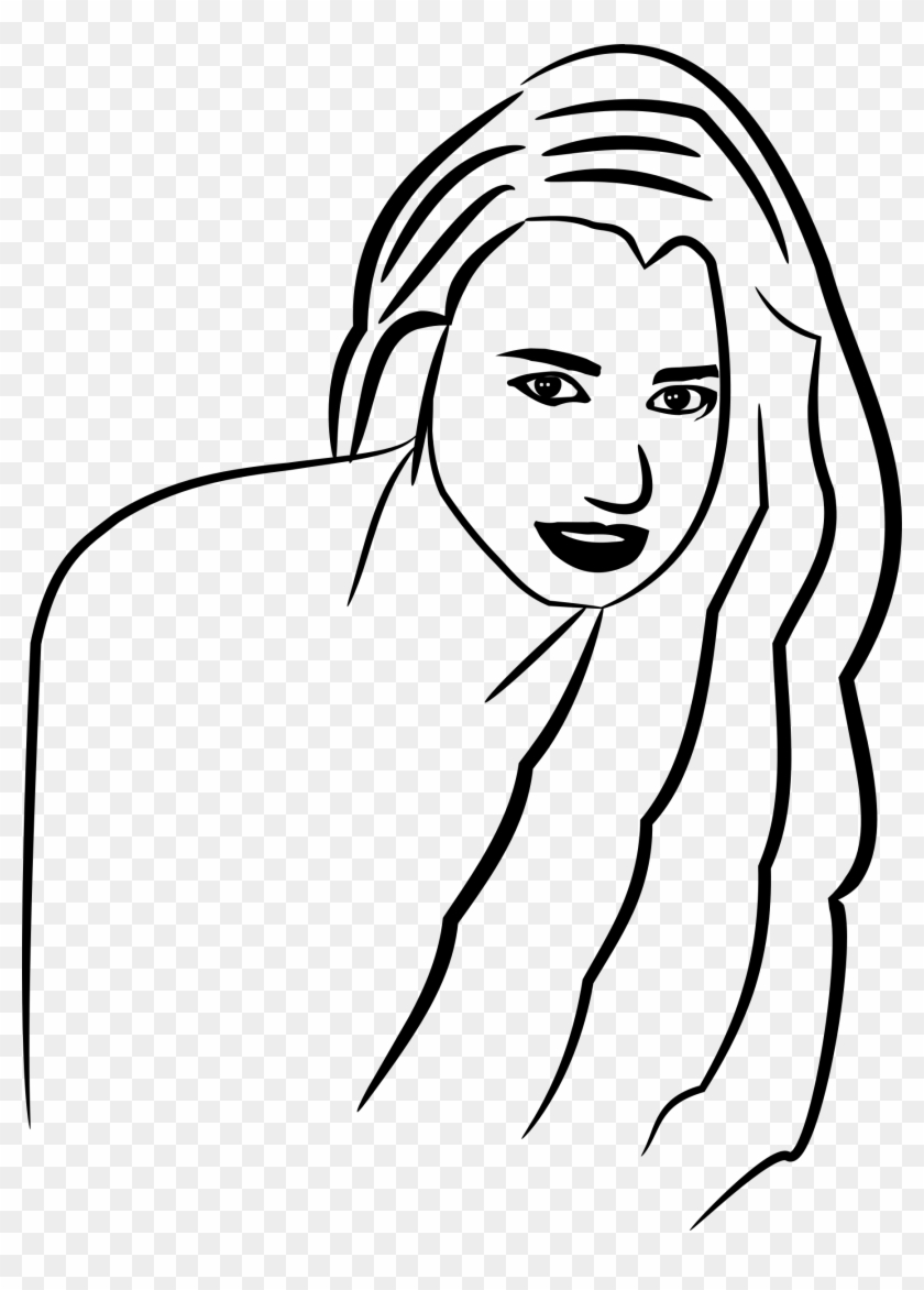 Clipart Pretty Woman Line - Line Art - Png Download #3559354