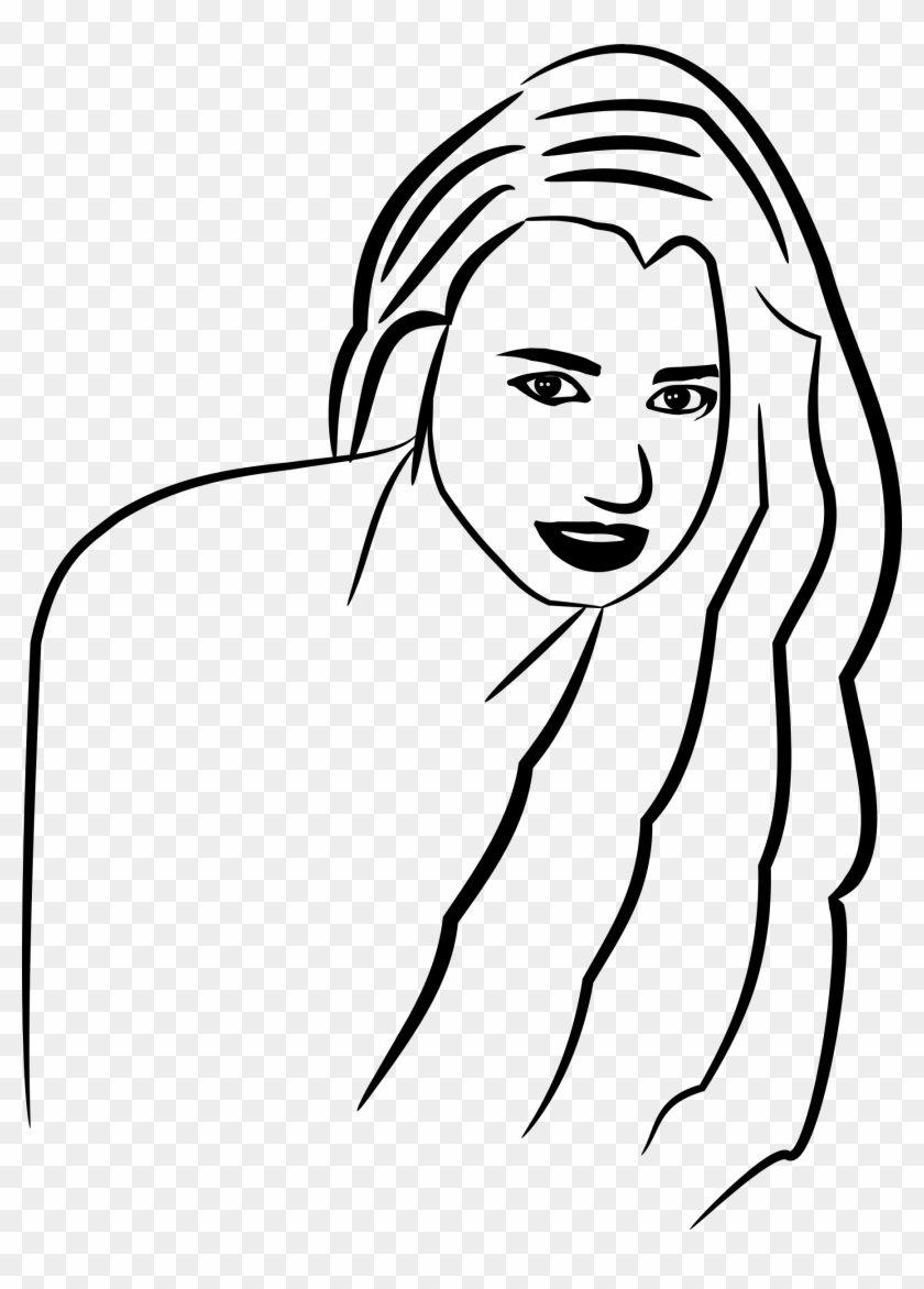 Clipart Pretty Woman Line - Line Art - Png Download