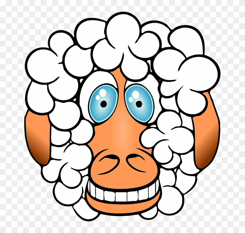 Sheep, Crazy, Grinning, Funny, Comical, Cartoon, Animal - Crazy Sheep Drawings Clipart #3559356