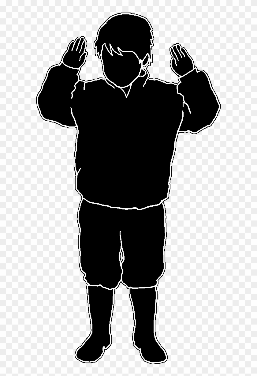 Black Cilhouette Kid White Line - Illustration Clipart #3560542