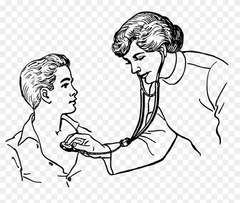 Doctor Lady Examine Child Kid Png Image - Doctor Clip Art Black And White Transparent Png