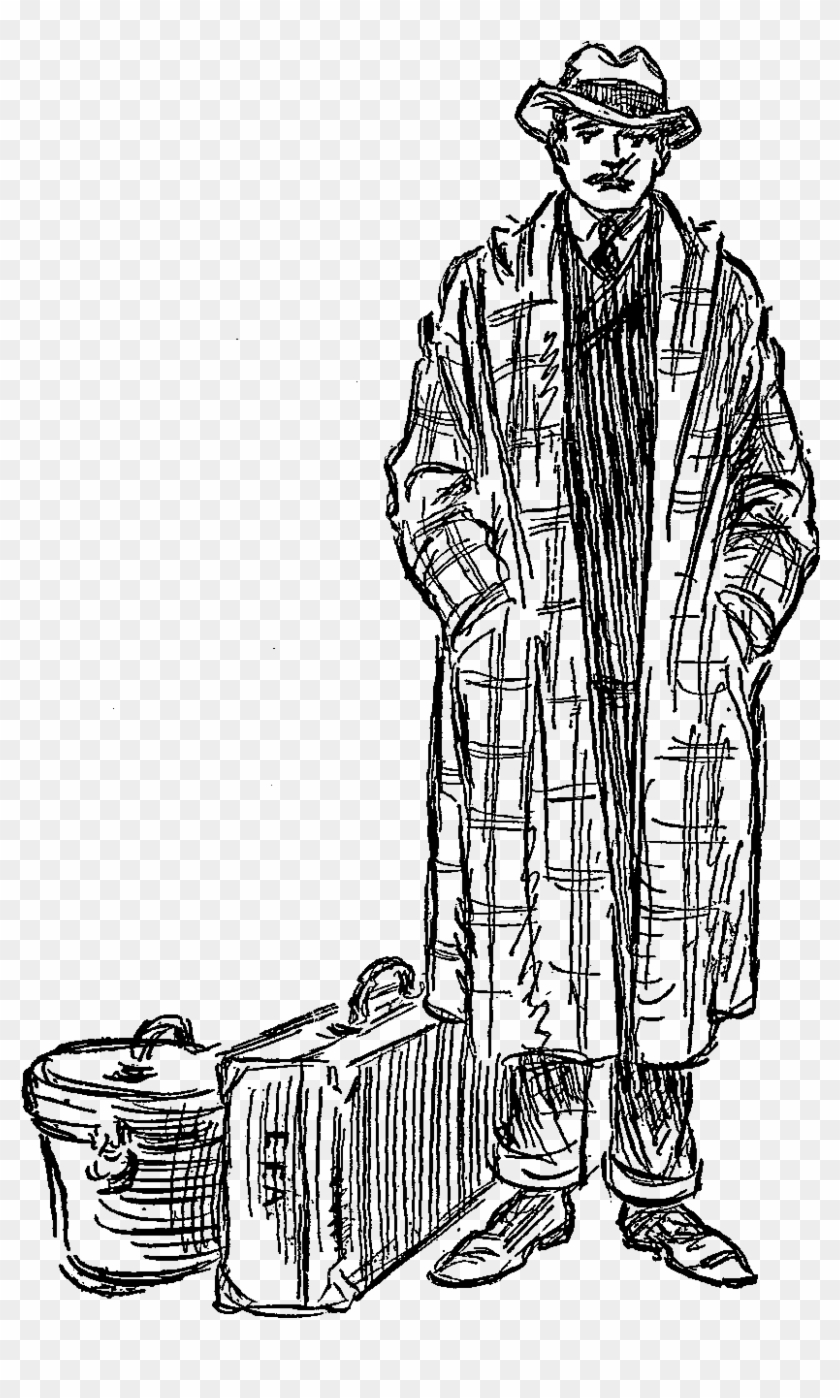 Traveling Man Clip Art - Sketch - Png Download