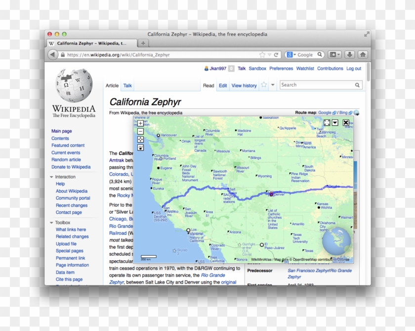 California Zephyr Train Route Presented Directly On - Wikipedia Clipart #3562683
