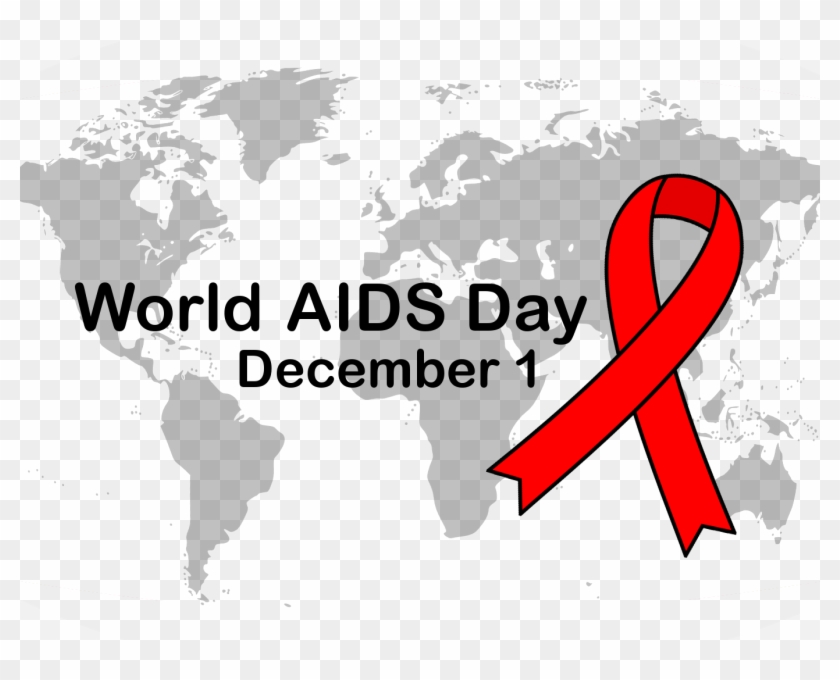 World Aids Day - World Map Black And White Transparent Clipart