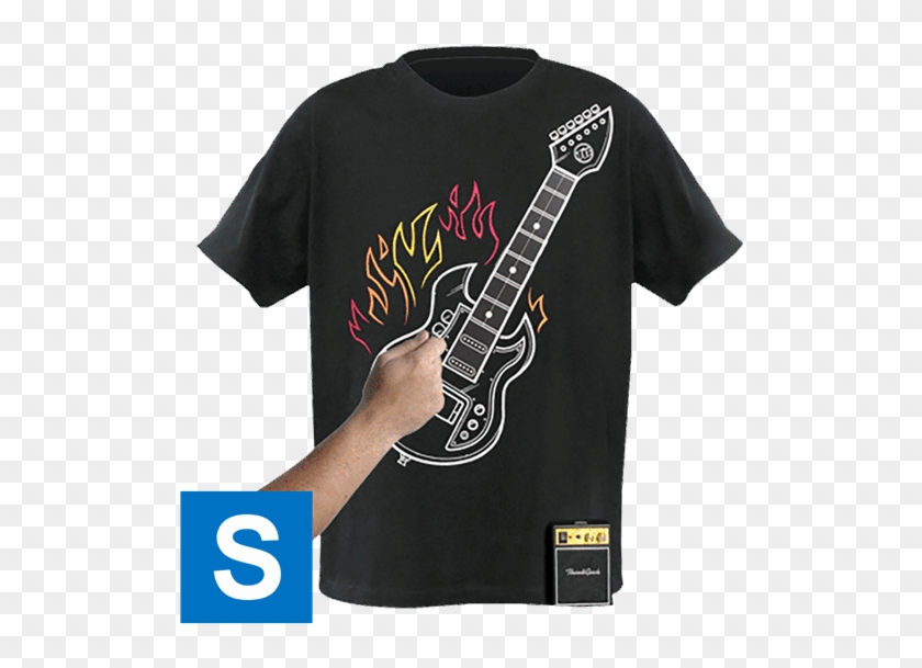 Electronic Rock Guitar Men's Black T-shirt - Rock Guitar T Shirts Clipart