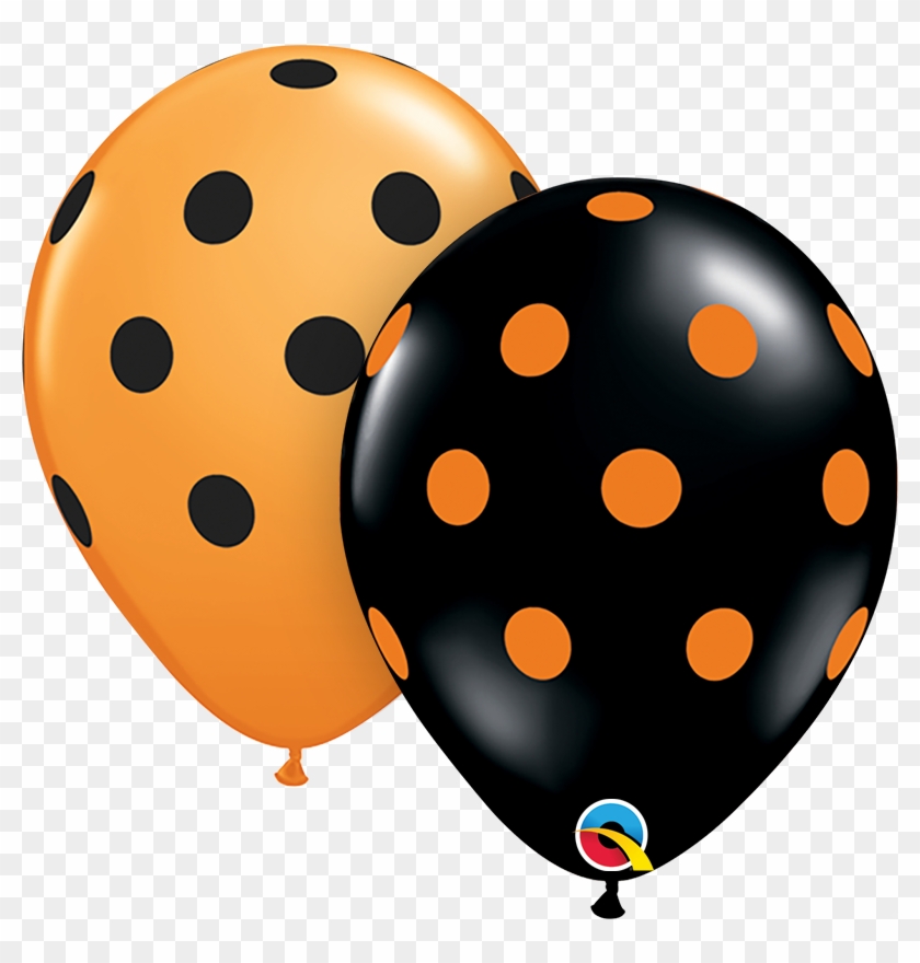 25 Polka Dot 11" Latex Balloons Orange/black Mix Halloween - St Patricks Birthday Balloons Clipart