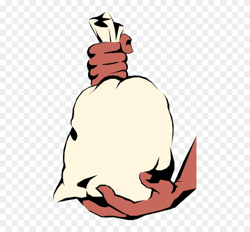 Vector Illustration Of African American Hands Holding - Hand Holding Money Bag Vector Clipart