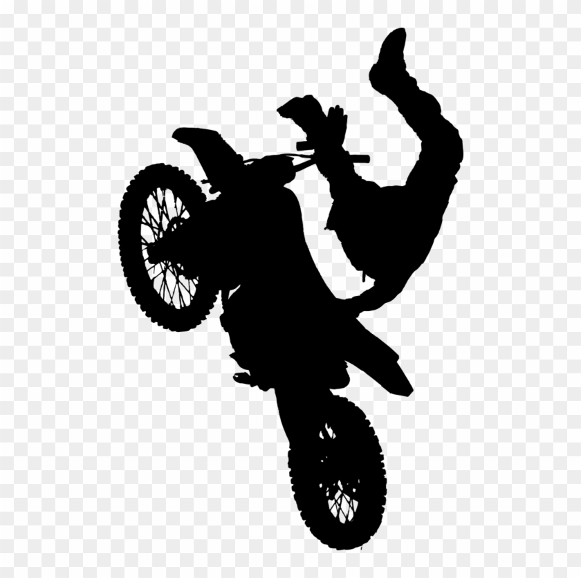 Motorcycle Stunt Riding Motocross Silhouette - Silhouette Motocross Png Clipart #3564271