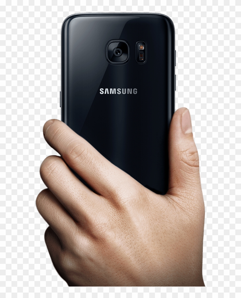 A Man Hand Holding Up Galaxy S7 To Mans' Face - Back Of Hand Holding Phone Clipart #3564367
