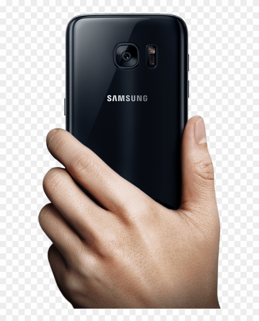 A Man Hand Holding Up Galaxy S7 To Mans' Face - Back Of Hand Holding Phone Clipart