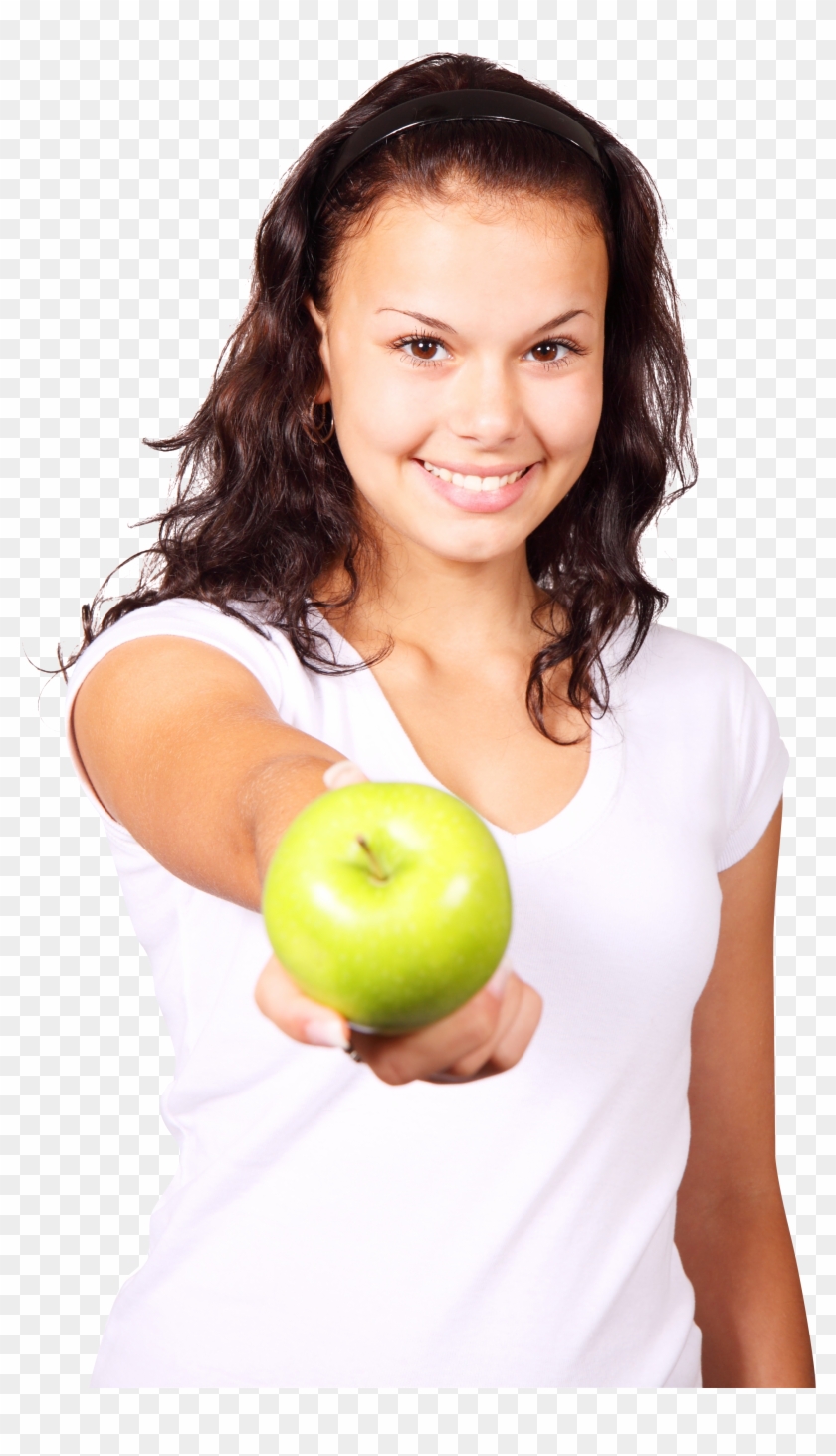 A Girl Hold Apple In Her Hand , Png Download - Girl Holding Apple Clipart