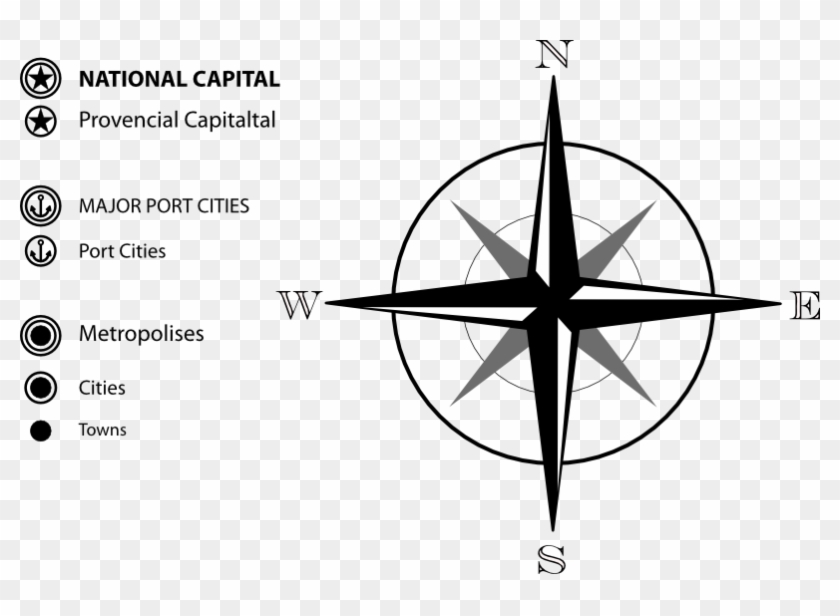 Map Compass Png For Kids - Compass Map Symbol Png Clipart