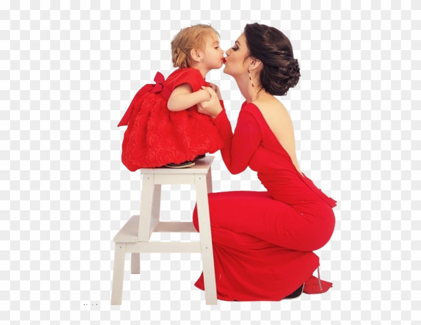 Mommy And Daughter In Red Dresses - Like Mom Like Baby Clipart
