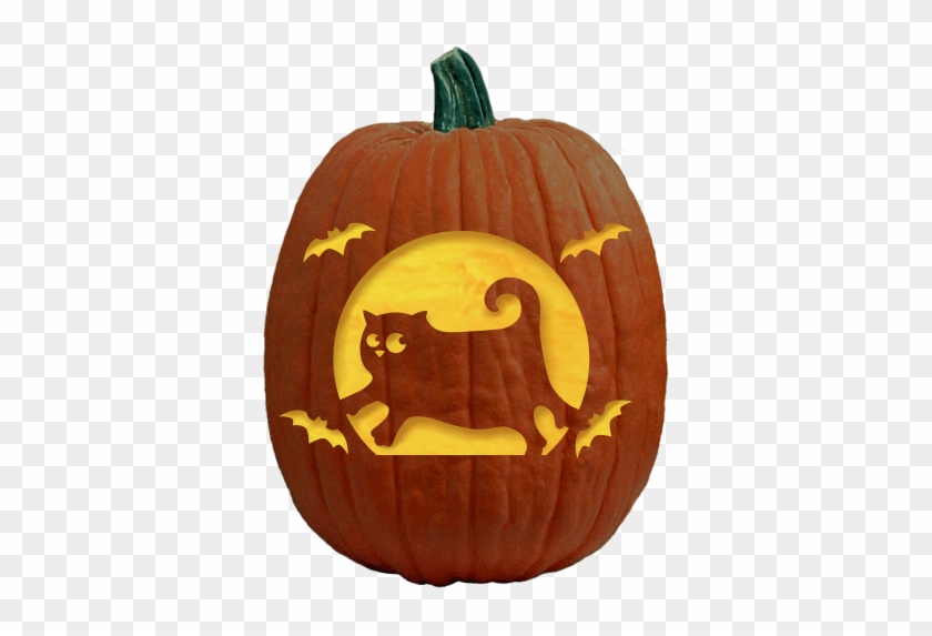 Bat Cat Pumpkin Carving Pattern - Pumpkin Easy Carving Bat Clipart #3565940