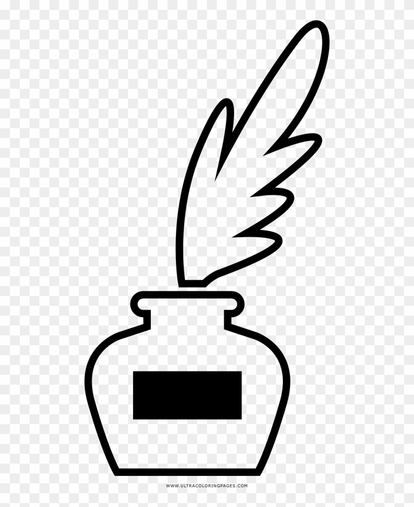 Quill And Ink Coloring Page - Line Art Clipart