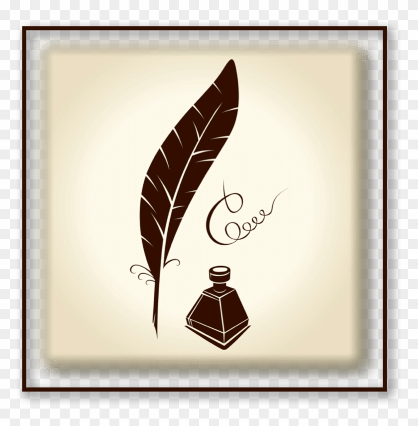 Quill Pen W Sea Shadow And Quill Pen Coloured Line - Feather Pen And Ink Clipart