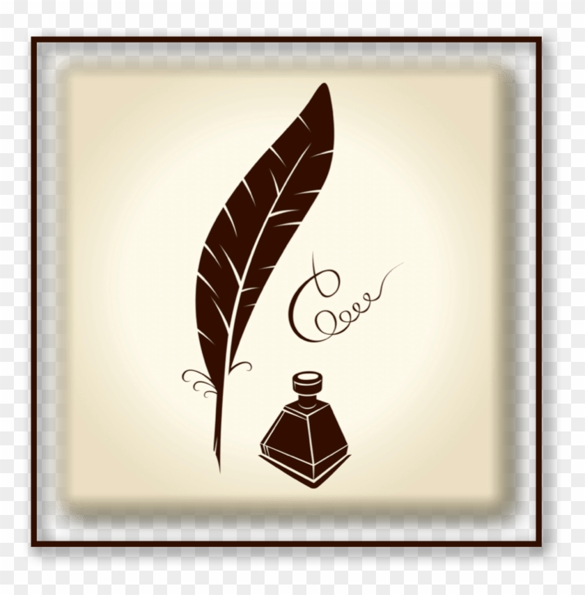 Quill Pen W Sea Shadow And Quill Pen Coloured Line - Feather Pen And Ink Clipart #3567628