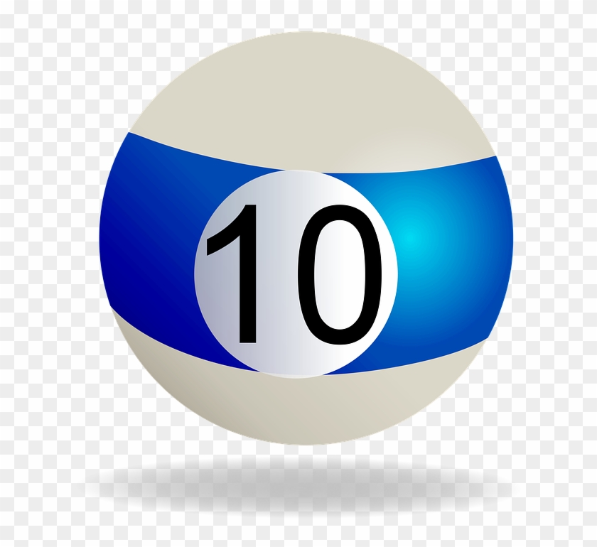 Billiard, Billiard Ball Blue Striped, 10, Pool, Ball - Bola 10 Png Clipart