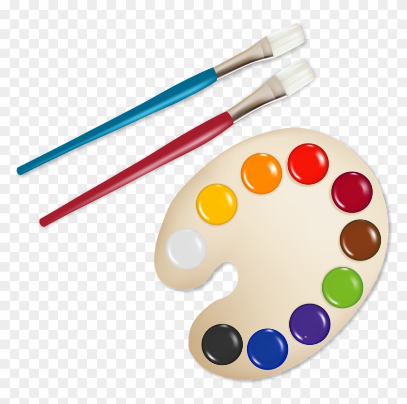 Paint Clipart Paint Board - Paint Tray And Brush - Png Download #3568031