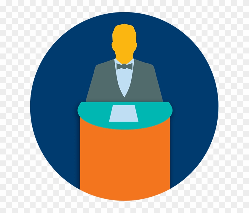 A Person Stands Behind A Podium - Illustration Clipart #3568070