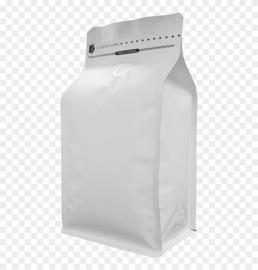 125g Flat Bottom Coffee Bag With Pocket Zip With One-way - White Coffee Bag Clipart