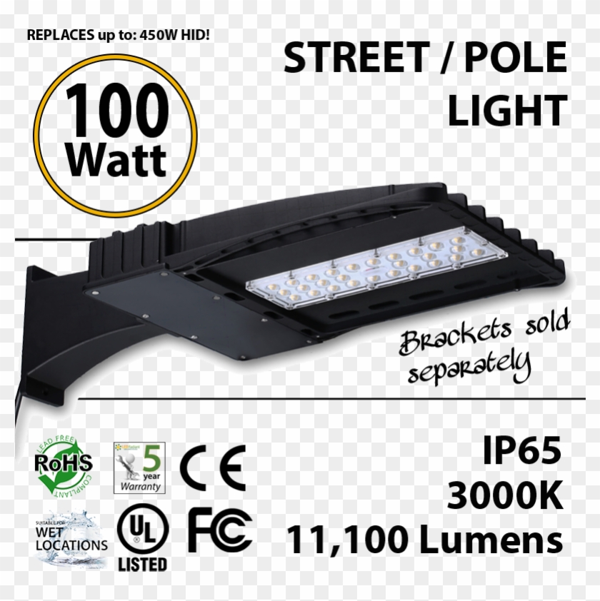 100w Led Street Light / Pole Mount Fixture 11100 Lm - Ul Listed Clipart #3569763