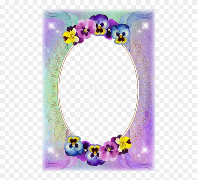Free Png Transparent Frame With Violets Background - Transparent Pansy Border Png Clipart