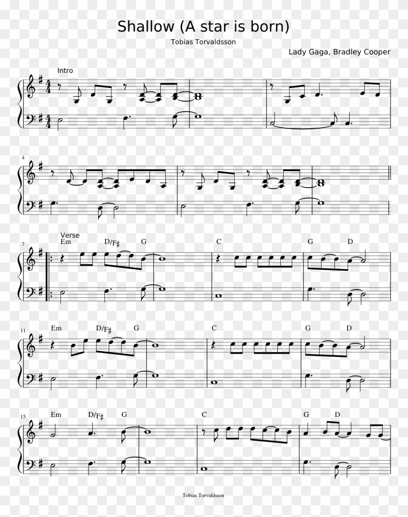 Shallow A Star Is Born Lady Gaga Bradley Cooper Easy - Rey's Theme Piano Sheet Music Easy Clipart