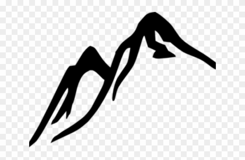 Mountains Clipart Stencil - Mountain Top Black And White - Png Download