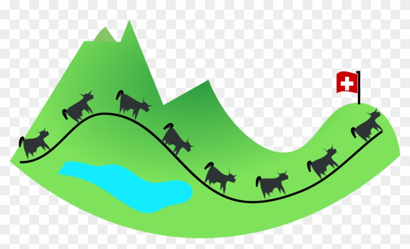 Hill Cows Mountain Green Switzerland Landscape - Switzerland Clipart - Png Download #3573884