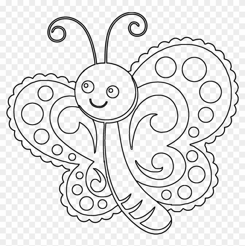 Free Butterfly Coloring Page - Butterfly Coloring Png Clipart