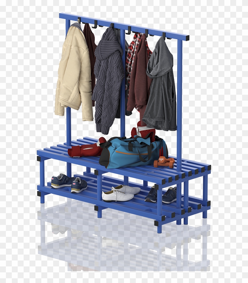 Double Plastic Bench With Coat Hanger - Bench Clipart #3575776