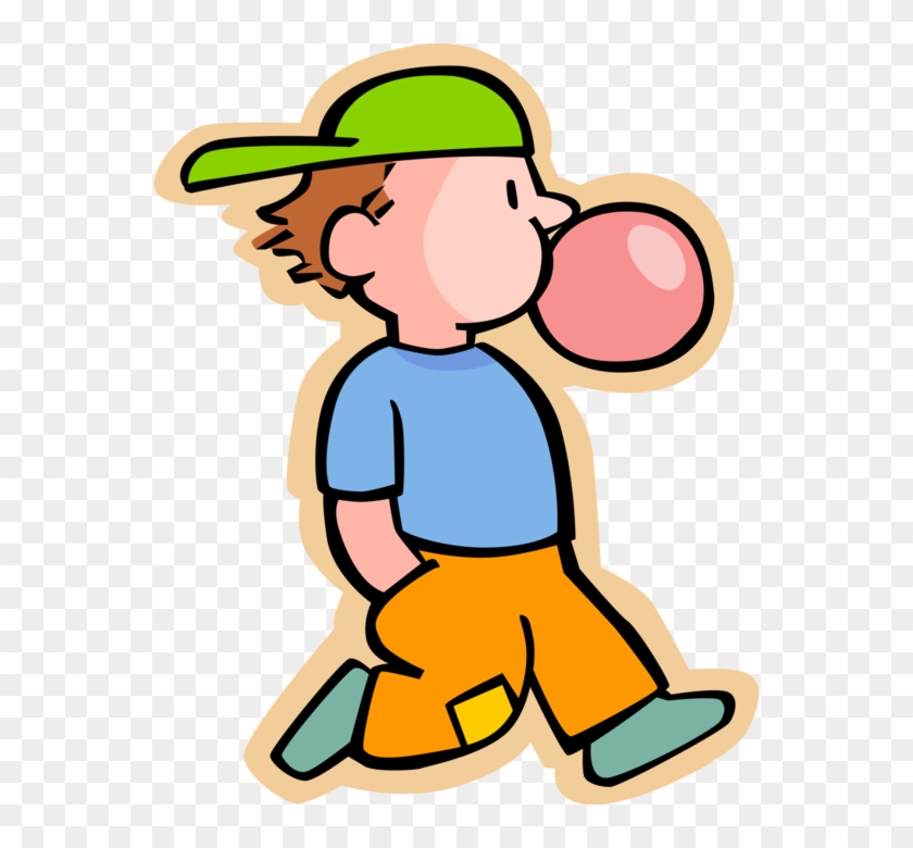 Boy Blows Bubble With - Chewing Gum Clip Art - Png Download