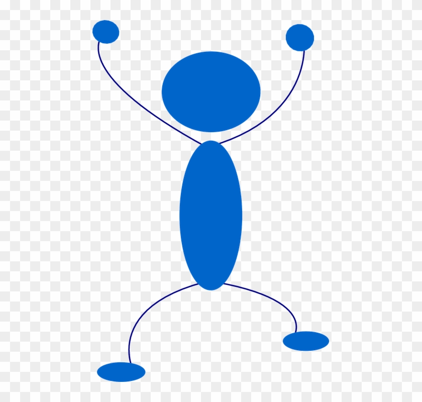Stickman Stick Figure Stick Man Blue Happy - Clipart Blue Man - Png Download #3576950