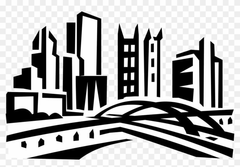 Vector Illustration Of Pittsburgh Skyline Cityscape, Clipart