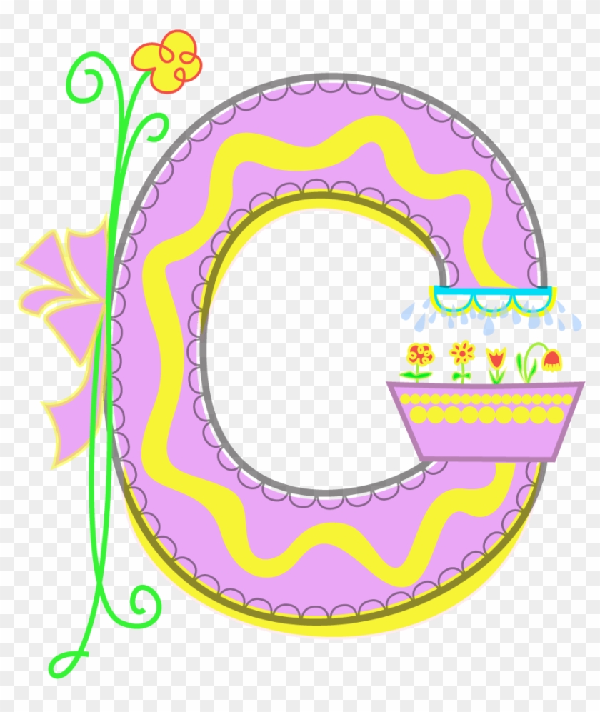 Monogram Of The Letter G With Flowers “ - Circle Clipart