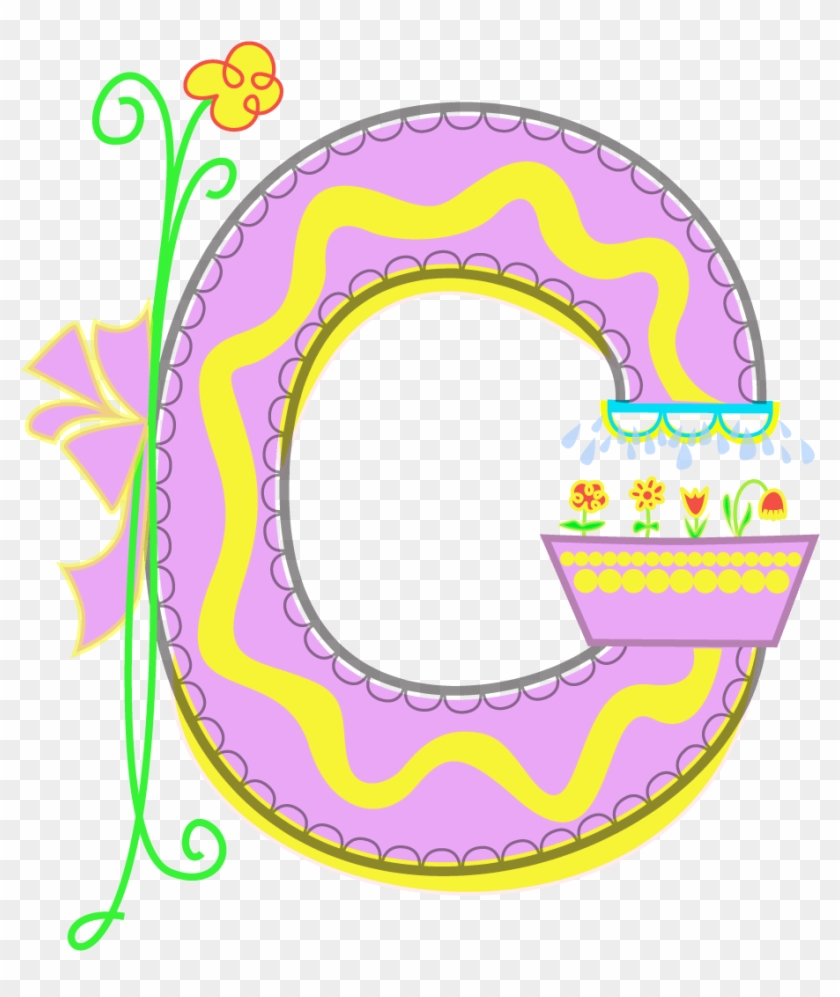 Monogram Of The Letter G With Flowers “ - Circle Clipart #3580422