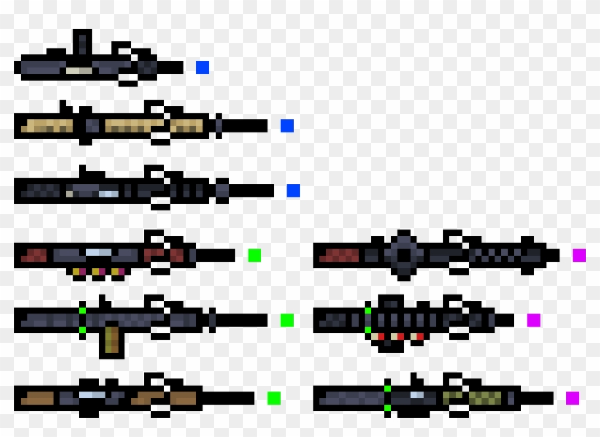 Color Tier Weapons For Top Down Shooter - Graphics Clipart