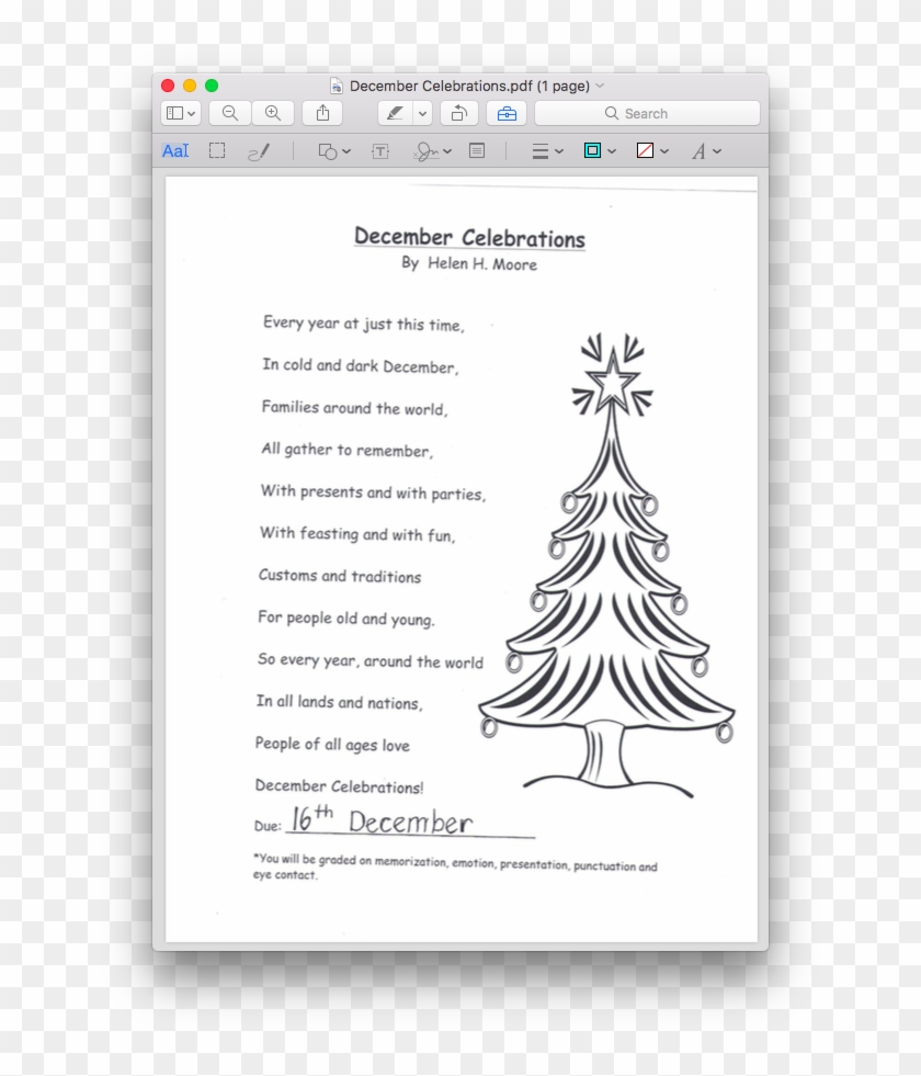 December Poem - Merry Christmas Coloring Pages Clipart