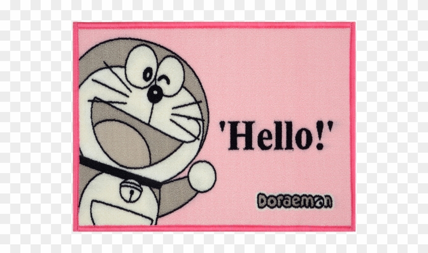 Pink & Grey Doraemon Print Doormat - Cartoon Clipart
