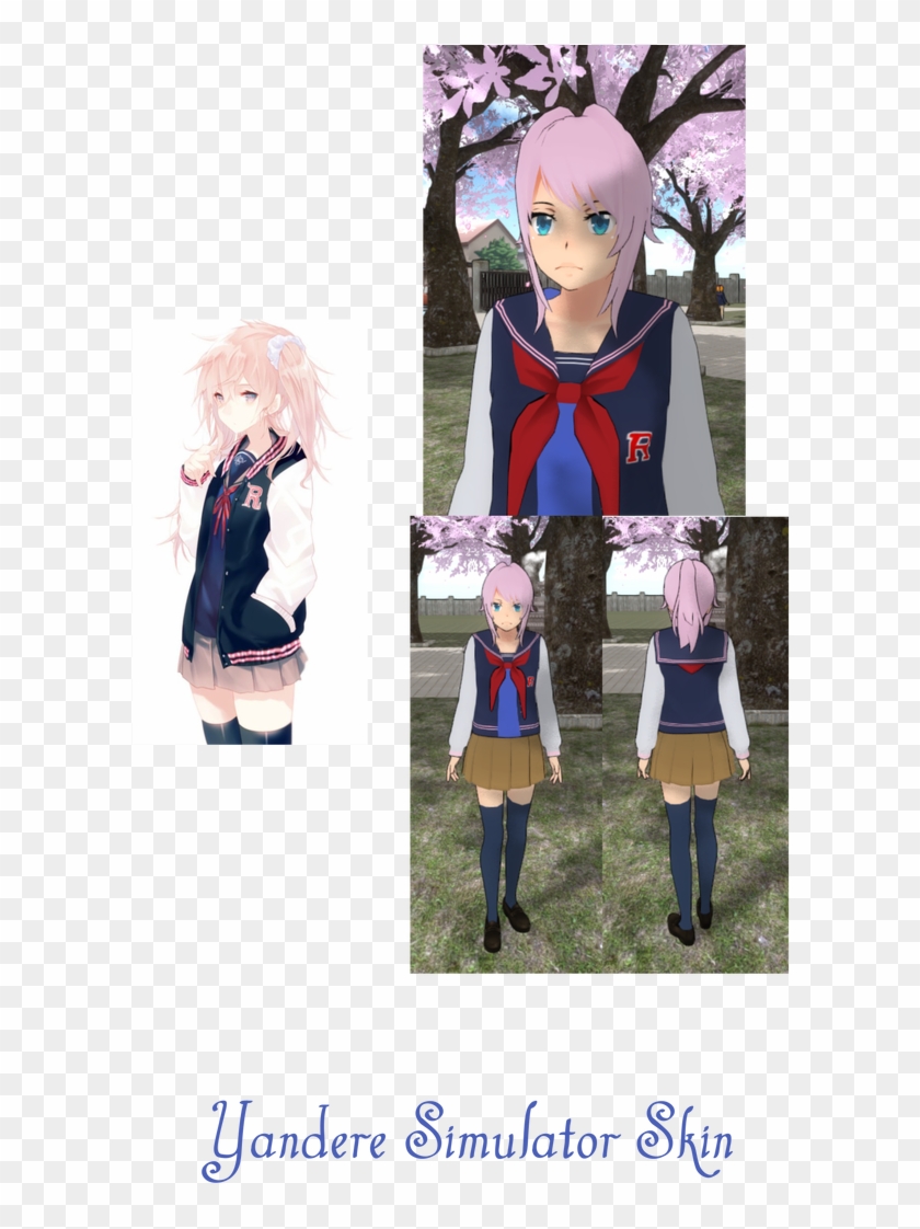 Yandere Simulator Skin Pink Haired Anime Girl Png Anime - Girl Clipart