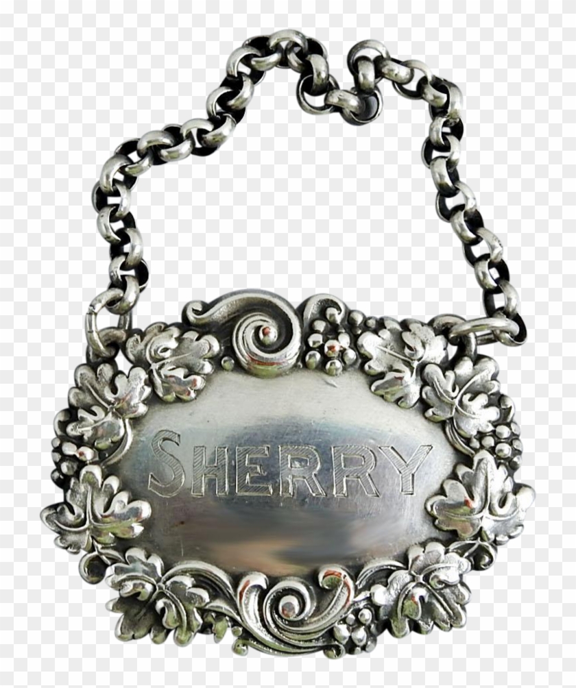 Silver Plate Sherry Vintage Hanging Liquor Tag - Chain Clipart #3585618