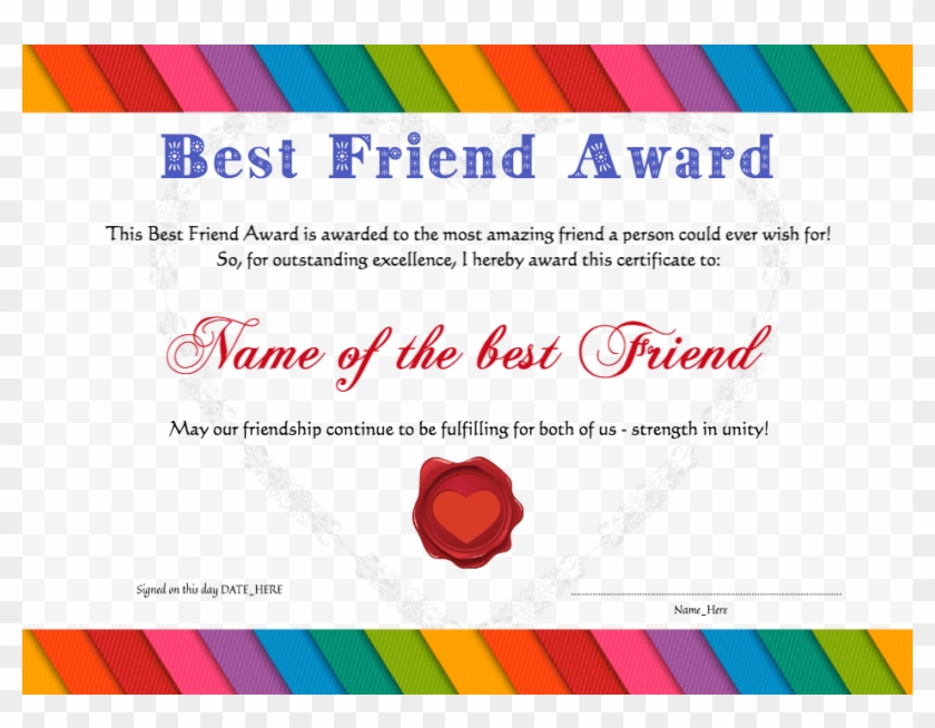Best Friend Certificate Template Clevercertificates - Certificate Of Friendship Template Clipart #3585906